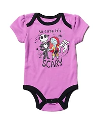 Nightmare Before Christmas Baby Girls Bodysuit Pants and Headband 3 Piece Outfit Set