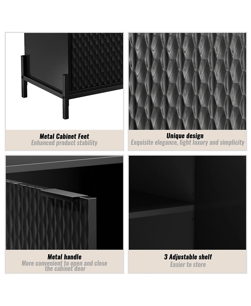 Modern Storage Cabinet with Adjustable Shelves, Accent 2 Doors, Decorative Cabinets for Living Room, Kitchen, Office