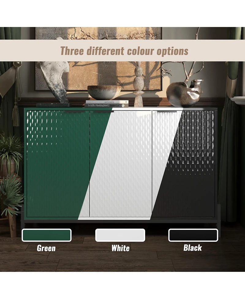 Modern Storage Cabinet with Adjustable Shelves, 49IN Accent 3 Doors, Decorative Cabinets for Living Room, Kitchen, Office