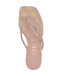 Guess Women's Mayan Rhinestone Thong Kitten Heel Sandals