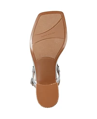 Marc Fisher Women's Caylie Embellished T-Strap Block Heel Sandals