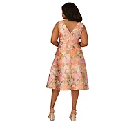 Adrianna Papell Plus Size Floral Jacquard Midi Dress