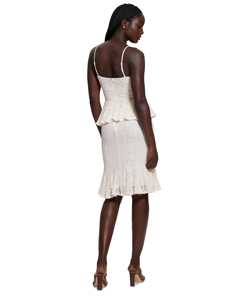 Guess Women's Lula Ruffle-Waist Sleeveless Lace Dress