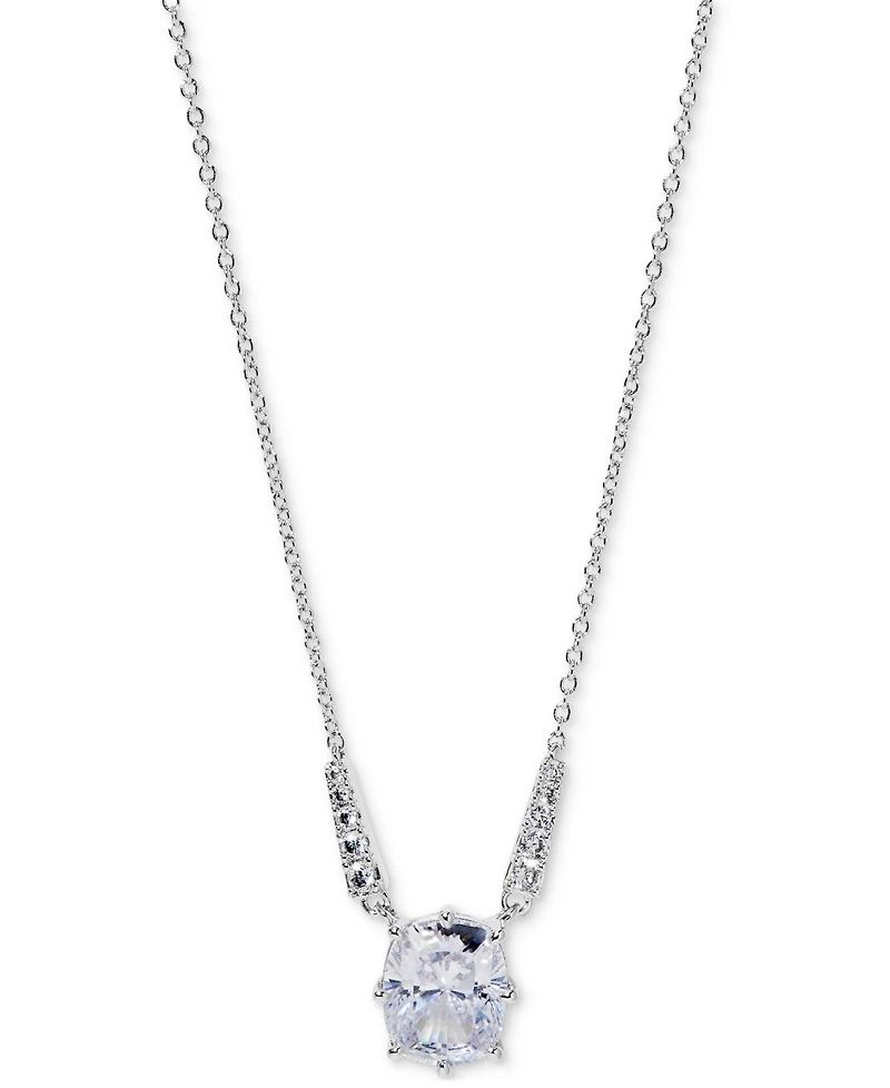 Eliot Danori Silver-Tone Cubic Zirconia Pendant Necklace, 16" + 2" extender, Exclusively at Macy's
