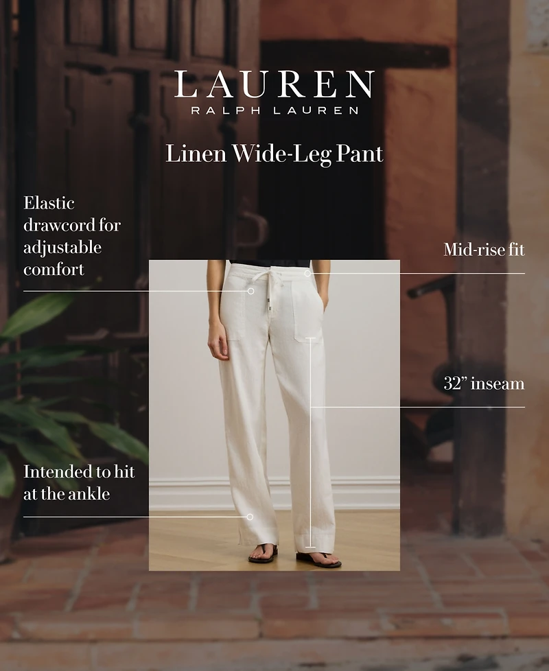 Lauren Ralph Wide-Leg 100% Linen Pants