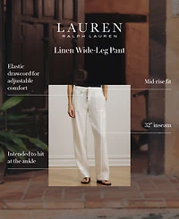 Lauren Ralph Wide-Leg 100% Linen Pants