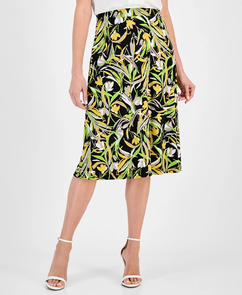 Kasper Women's Printed Pull-On Midi Skirt