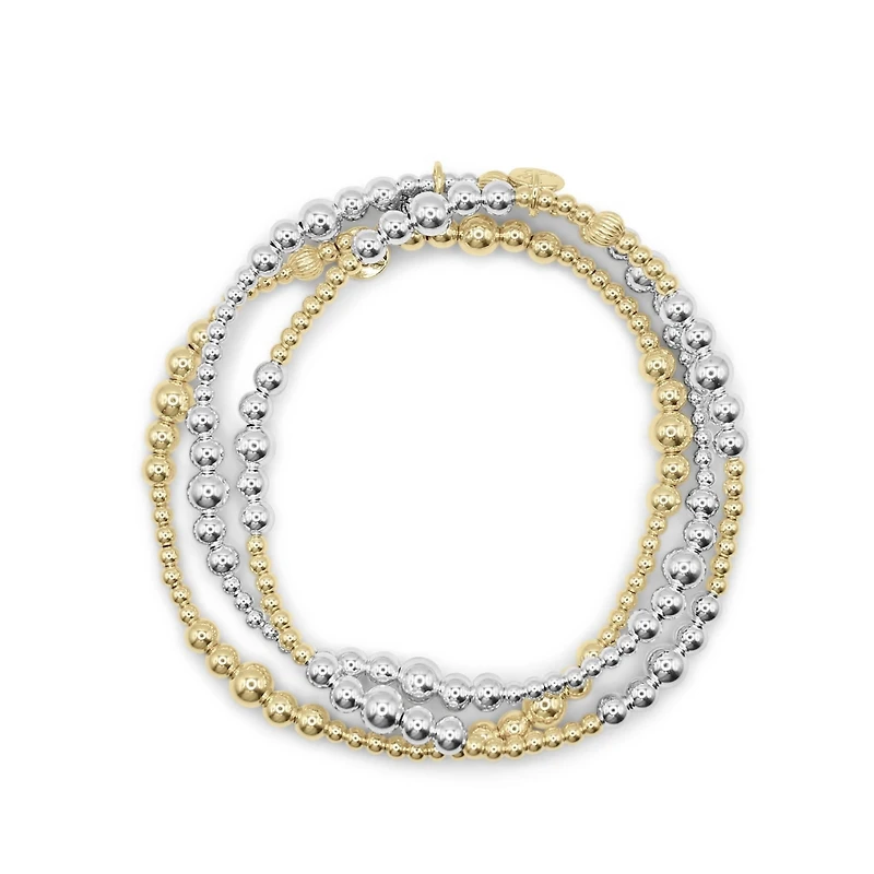 Non-Tarnishing 2.5mm, 4mm, & 5mm Gold Filled Ball Stretch Bracelet