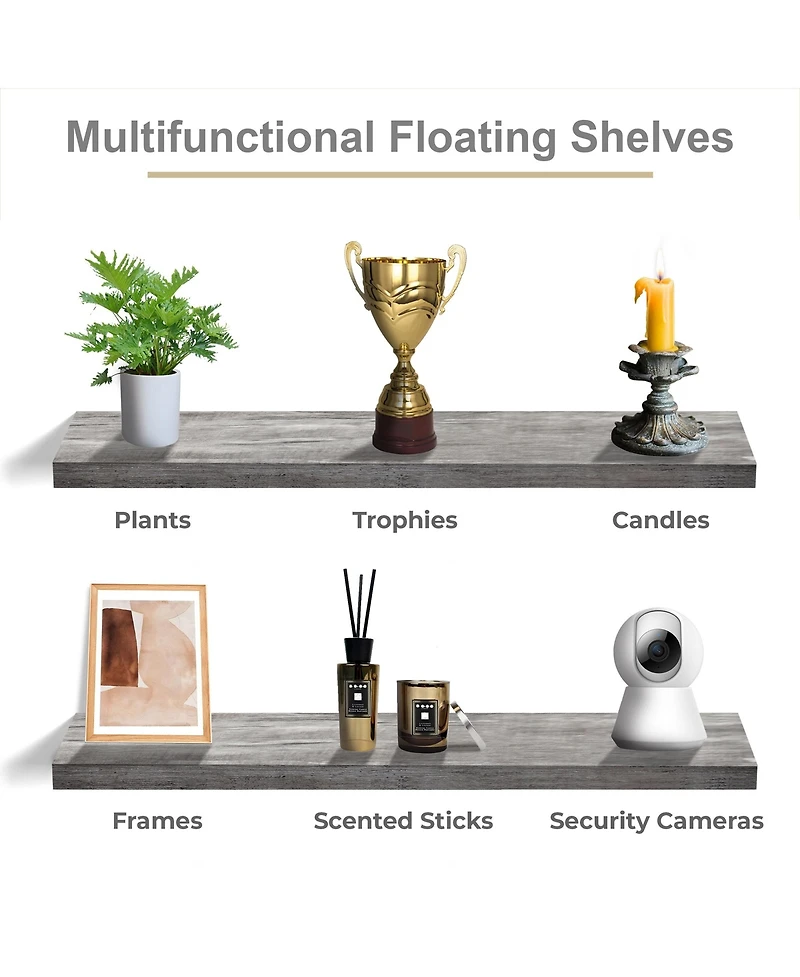 Sorbus 2 Pack 47 x 9.25 Inch Wall Mounted Floating Shelves - Stylish and Functional Storage