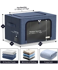 Sorbus Pack Foldable Storage Box - Metal Frame, Oxford Fabric, Large Window & Handles - Organization for Bedroom