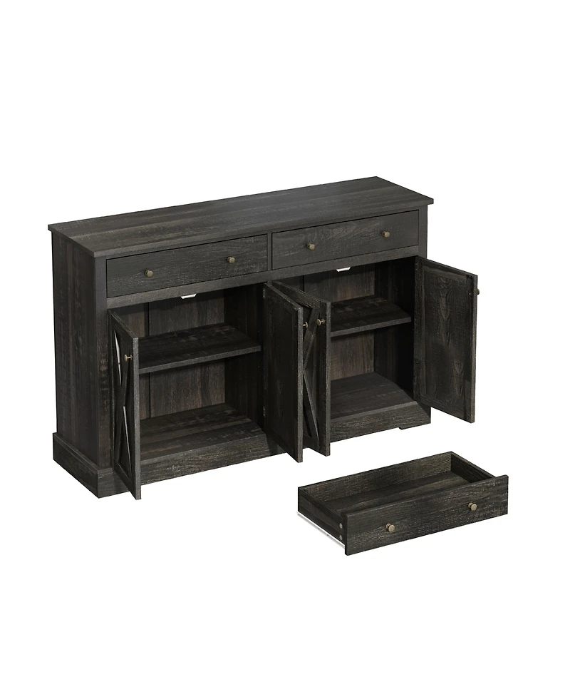 Streamdale Vintage Sideboard Cabinet 2 Drawers, 4 Doors, for Living Room, Bedroom, Kitchen