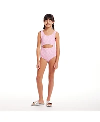 Toddler/Child Girls Cutout One Piece Smiley Print Swimsuit