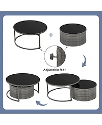 Streamdale 9-Pieces Outdoor Half-moon Patio Sofa Set, Round Sofa Set, Modern Style Sofa, Gray Wicker