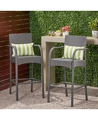 Streamdale Cascada Outdoor Wicker Barstool Chairs Set of 2 (Gray/Multi-Brown)