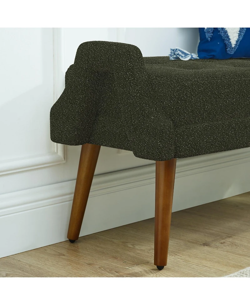 Streamdale Modern Loop Yarn Bench with Geometric Arms and Cushion