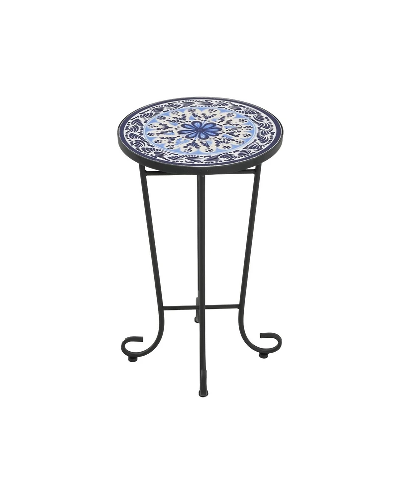 Streamdale Patio Side Table,Blue+Black