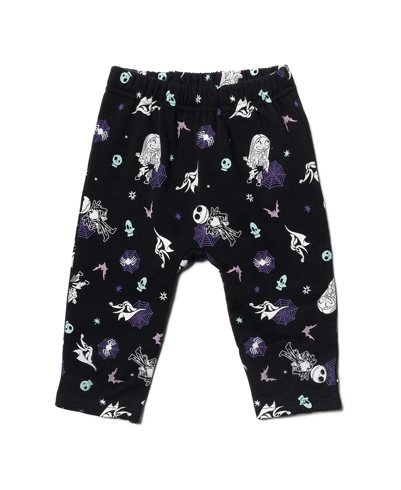Nightmare Before Christmas Baby Boys Disney Fleece Pullover Hoodie Bodysuit and Pants 3 Piece Outfit Set