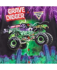 Monster Jam Boys Grave Digger Hawaiian Button Down Dress Shirt