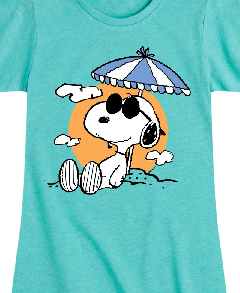 Peanuts Big Girls Snoopy Beach Graphic Short Sleeve T-Shirt