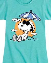 Peanuts Big Girls Snoopy Beach Graphic Short Sleeve T-Shirt