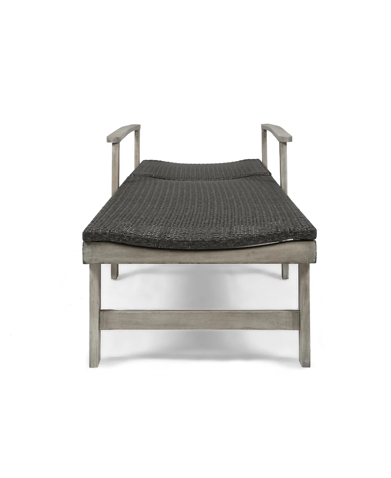 Acacia Wood Adjustable Chaise Lounge with Armrests for Enhanced Outdoor Relaxation