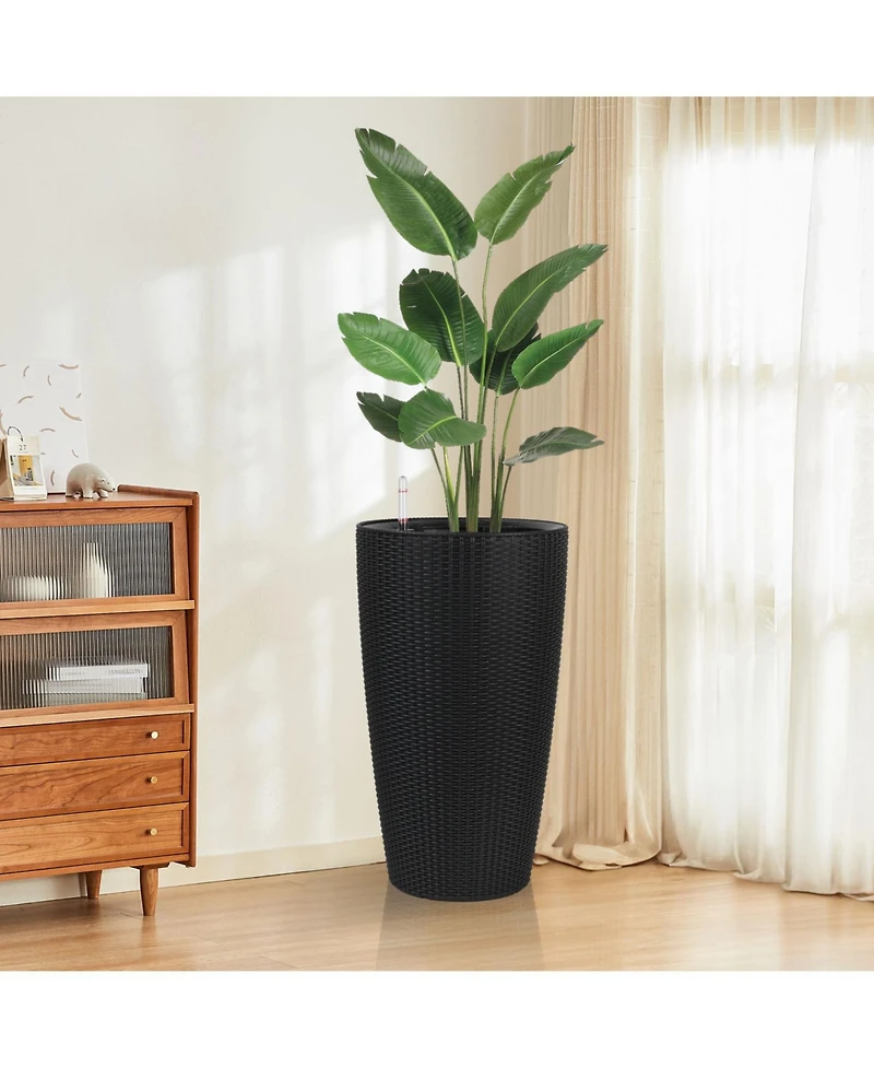 Streamdale Modern 22.5" Rattan Design Planter with Self-Watering System (2-Pack)