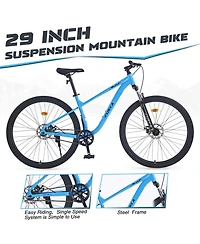 Streamdale 29 Inch Wheels Single Speed Mountain Bike, for Men Women Boys and Girls, Front Suspension