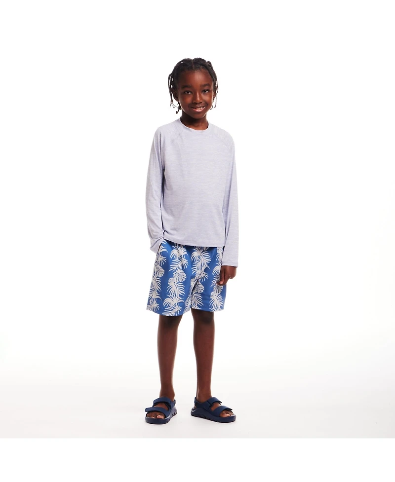 Toddler/Child Boys Faded Steel Palm Leaf Print Swim Trunk