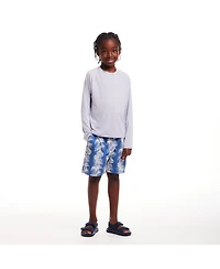 Toddler/Child Boys Faded Steel Palm Leaf Print Swim Trunk