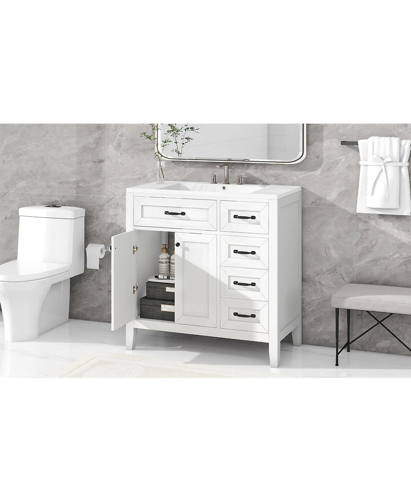 Streamdale 36" Bathroom Vanity with Sink Combo, White Bathroom Cabinet with Drawers, Solid Frame and Mdf Board