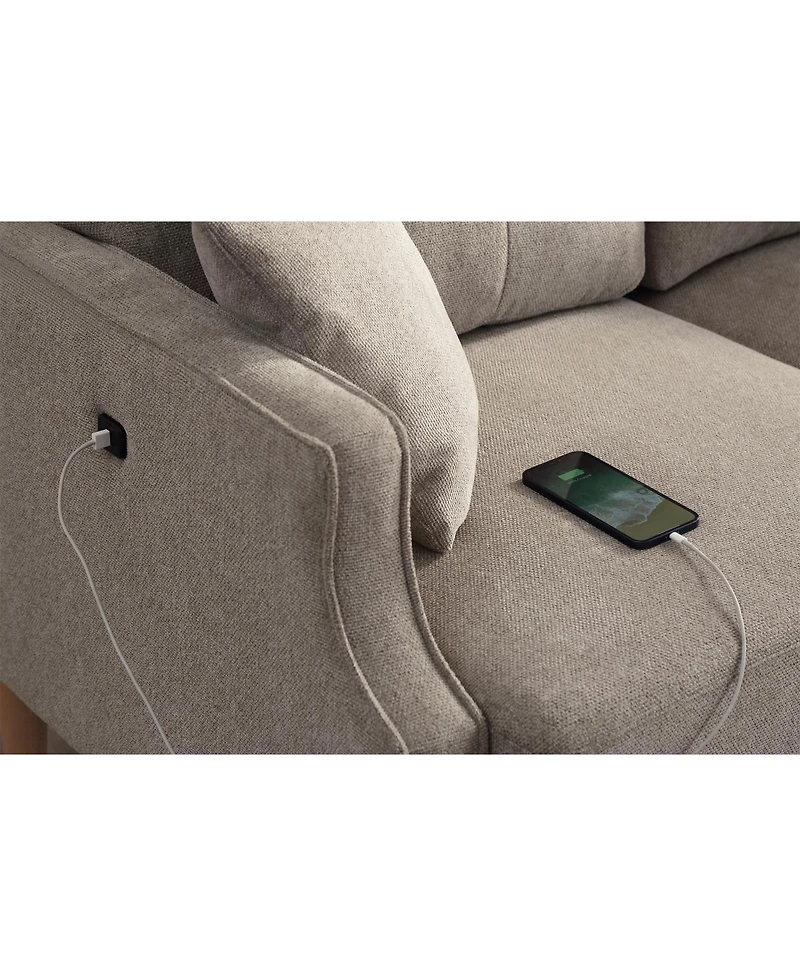 Living Space Sofa 2 Seater ,Loveseat With Waterproof Fabric Cream , Usb Charge