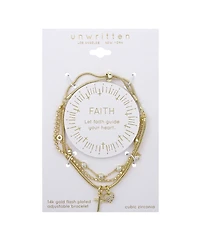Unwritten Cubic Zirconia Cross Heart Layered Bolo Bracelet