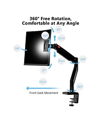 Z-edge MS05 Single Mount Stand Arm, Supports 22"- 40" monitors and 26 lbs, 360° Adjustable, standards 75x75mm/100x100mm, Clamp & Gromme