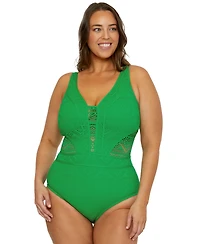 Becca Etc Plus Color Play Tummy-Control One-Piece Swimsuit