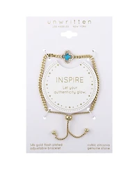 Unwritten Imitation Turquoise Clover Bolo Bracelet