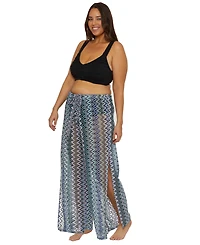 Becca Etc Plus Sundown Stripe Crochet Split-Leg Pants Swim Cover-Up