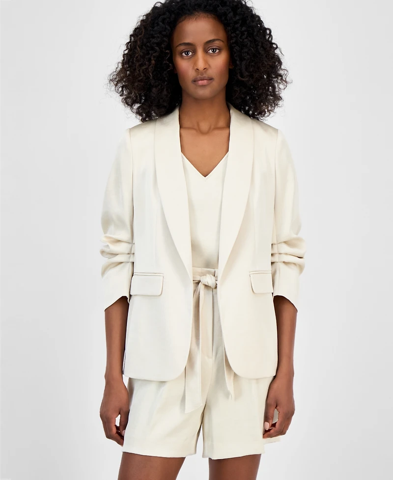 Anne Klein Women's Open-Front Scrunch-Sleeve Blazer