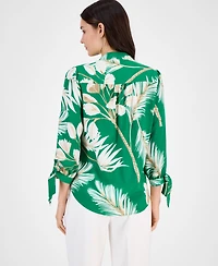 Anne Klein Women's Split-Neck Tie-Cuff Blouse
