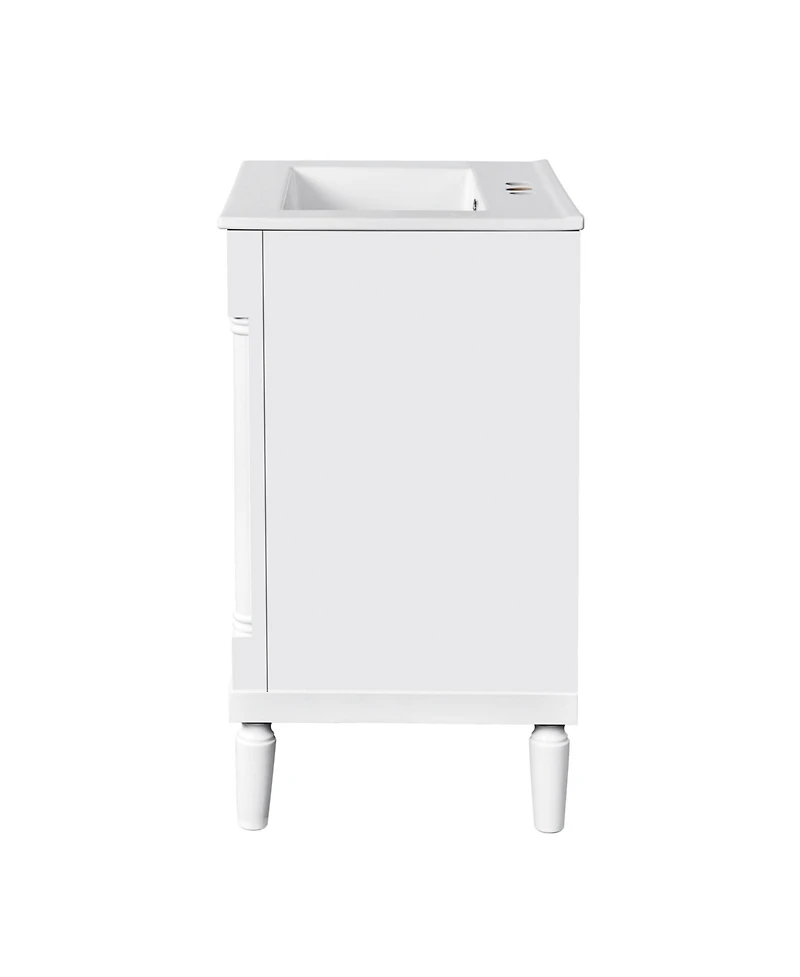 Streamdale Modern 24" Single Sink Bathroom Vanity Cabinet with Top Sink & Storage Shelves