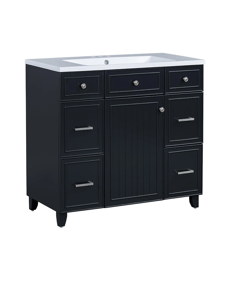 Streamdale 36" Vanity Set with Sink Black Shaker, Soft Close