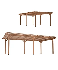 12' x 16' Outdoor Gazebo Wooden Grape pergola for Climbing Plant Support, Garden, Terrace, Backyard, Deck, Brown