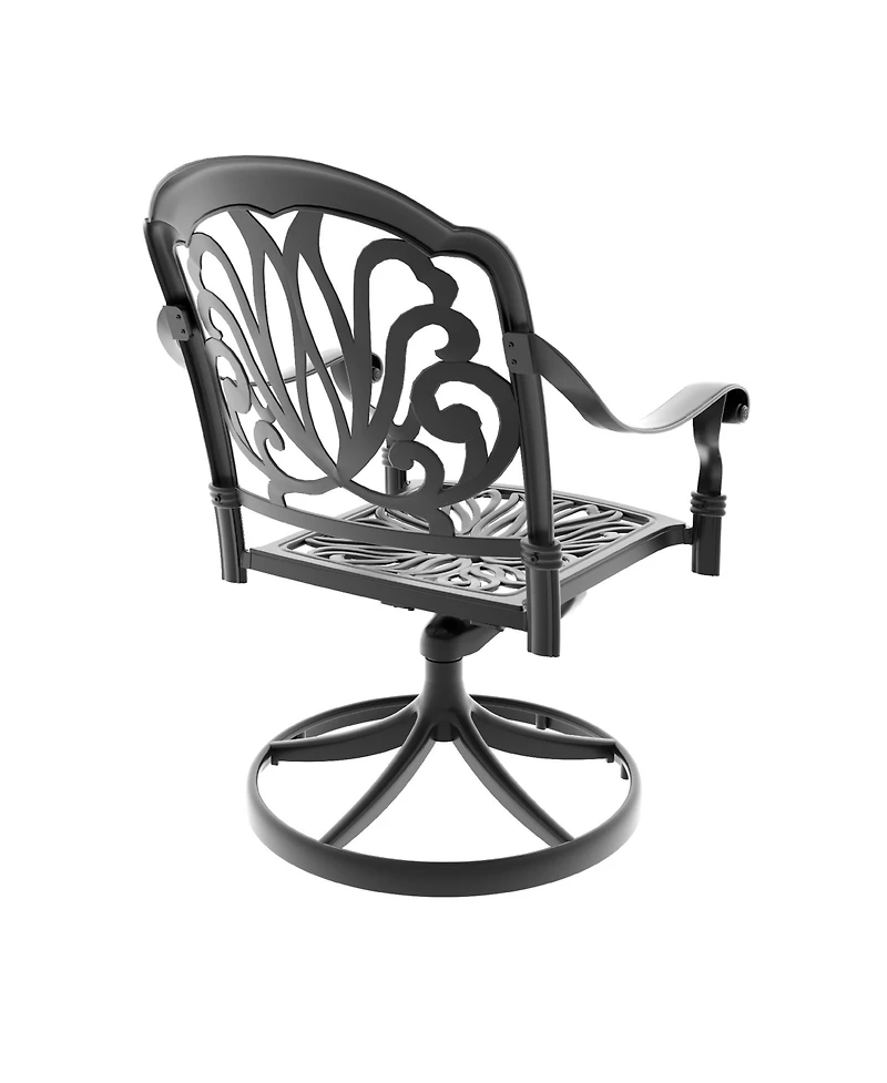 Streamdale Cast Aluminum Patio Swivel Chair 2PCS With Black Frame and Cushions In Random Colors