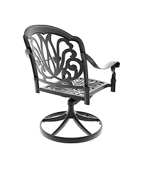 Streamdale Cast Aluminum Patio Swivel Chair 2PCS With Black Frame and Cushions In Random Colors