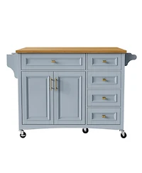 Streamdale 52" Kitchen Island with Drop Leaf, Spice Rack, Towel Rack, Storage Doors and Drawers, Adjustable Shelf