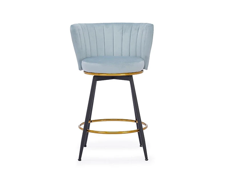 Streamdale Counter Height Swivel Upholstered Barstools, Set of 2, Velvet Fabric
