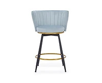 Streamdale Counter Height Swivel Upholstered Barstools, Set of 2, Velvet Fabric