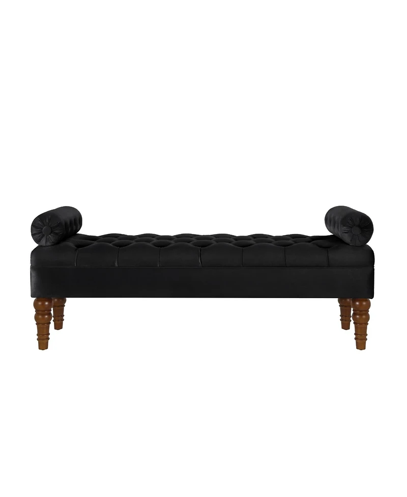 Streamdale Velvet Bed Bench with Tufted Button, Multipurpose Bolster Bench