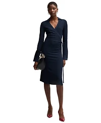 Boss by Hugo Women's Lustrous Ribbed Wrap Dress