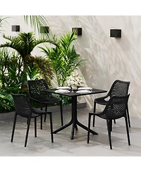 31.5" Square Plastic Outdoor Patio Dining Table for 4