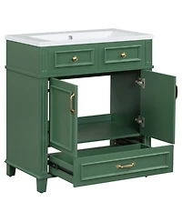 Streamdale 30" Green Bathroom Vanity with Resin Sink and Soft Closing Doors